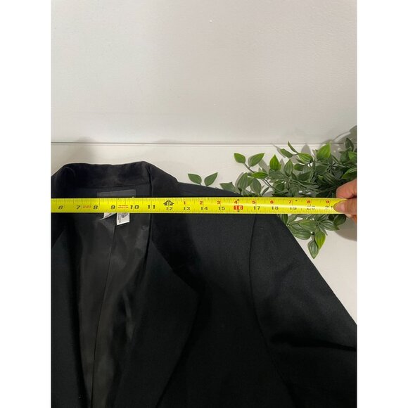 Sag Harbor Womens Black Wool Blazer Size 14 Velvet Collar Lining - Picture 12 of 13